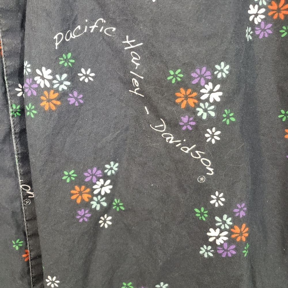 HARLEY-DAVIDSON Men's Navy Floral Aloha Collared Button Down Shirt Size XXL - Picture 6 of 15